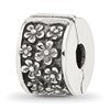 Sterling Silver Reflections Antiqued Floral Clip Bead