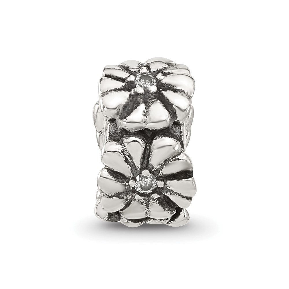 Sterling Silver Reflections CZ Floral Clip Bead