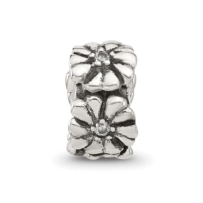 Sterling Silver Reflections CZ Floral Clip Bead