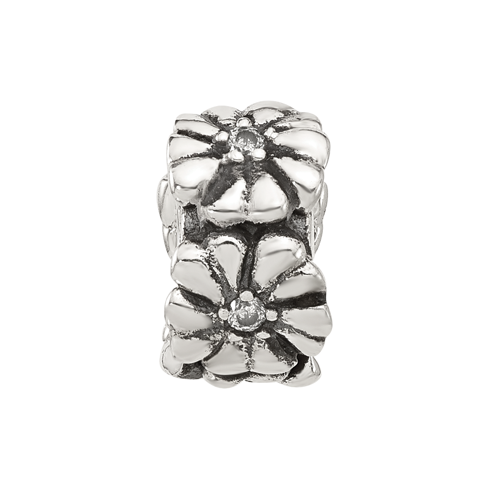 Sterling Silver Reflections CZ Floral Clip Bead