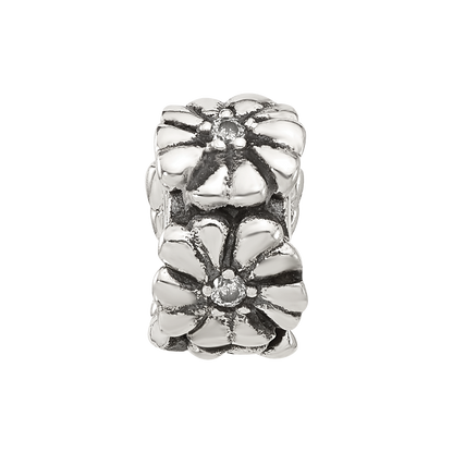 Sterling Silver Reflections CZ Floral Clip Bead