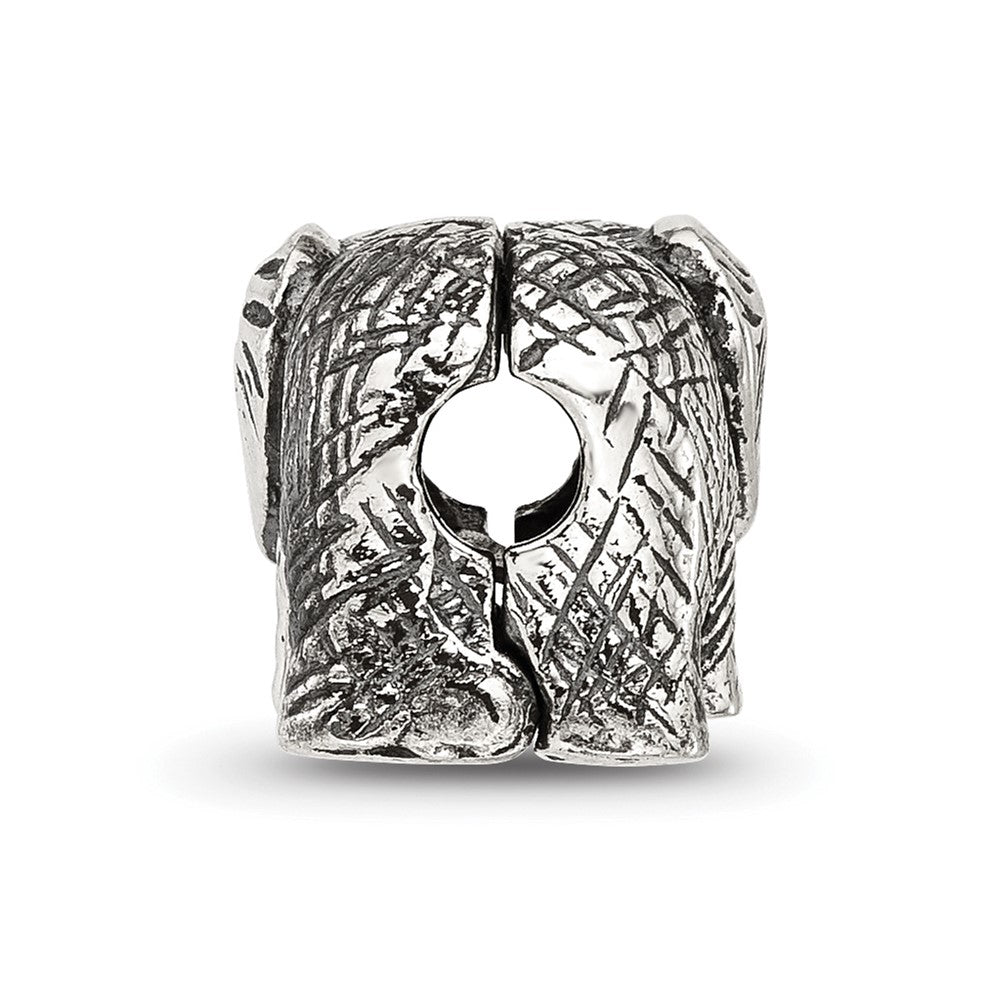 Sterling Silver Reflections Antiqued Elephant Clip Bead
