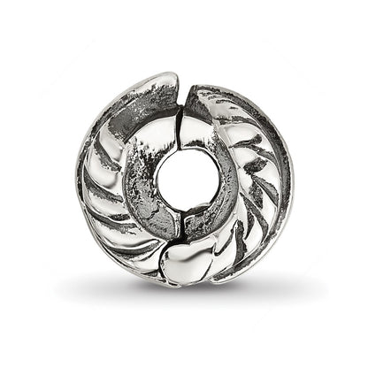 Sterling Silver Reflections Antiqued Leaf Clip Bead