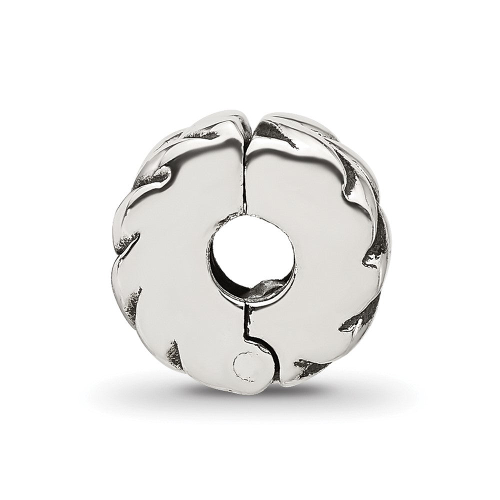 Sterling Silver Reflections Antiqued Leaf Design Clip Bead