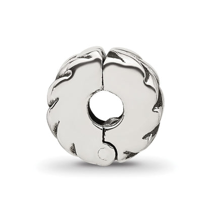 Sterling Silver Reflections Antiqued Leaf Design Clip Bead