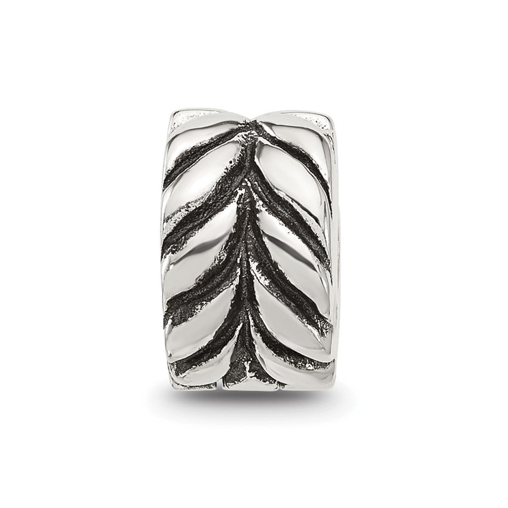 Sterling Silver Reflections Antiqued Leaf Design Clip Bead