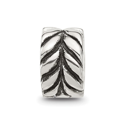 Sterling Silver Reflections Antiqued Leaf Design Clip Bead