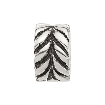 Sterling Silver Reflections Antiqued Leaf Design Clip Bead