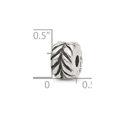 Sterling Silver Reflections Antiqued Leaf Design Clip Bead