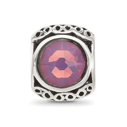 Sterling Silver Reflections Antiqued Purple Crystal Bead