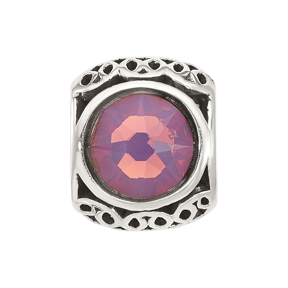 Sterling Silver Reflections Antiqued Purple Crystal Bead