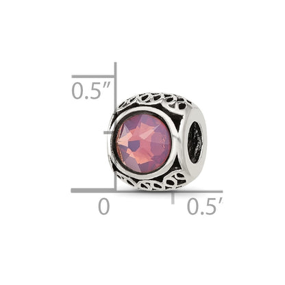 Sterling Silver Reflections Antiqued Purple Crystal Bead