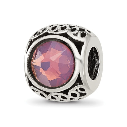 Sterling Silver Reflections Antiqued Purple Crystal Bead