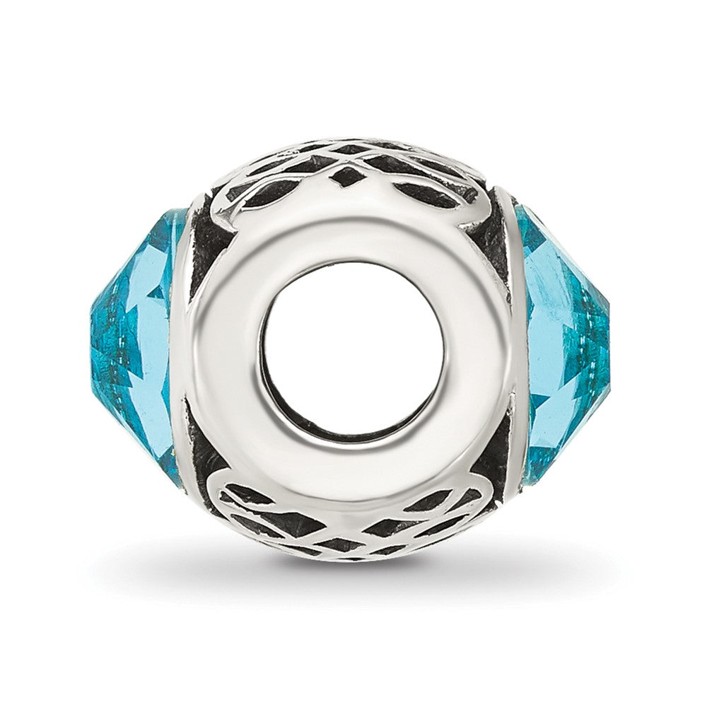 Sterling Silver Reflections Antiqued Light Blue Crystal Bead