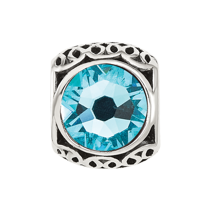 Sterling Silver Reflections Antiqued Light Blue Crystal Bead