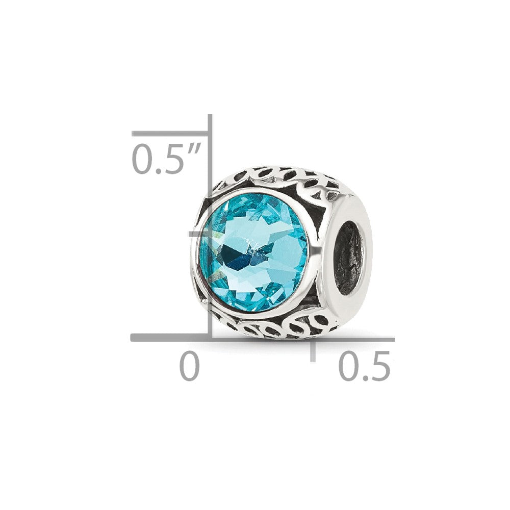 Sterling Silver Reflections Antiqued Light Blue Crystal Bead