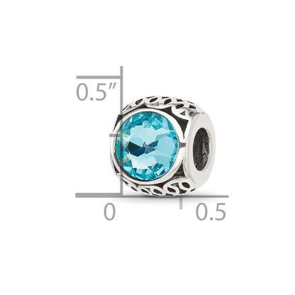 Sterling Silver Reflections Antiqued Light Blue Crystal Bead