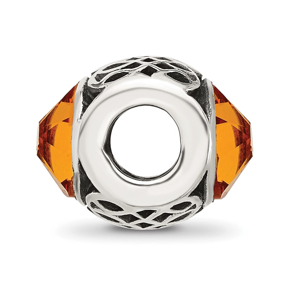 Sterling Silver Reflections Antiqued Orange Crystal Bead