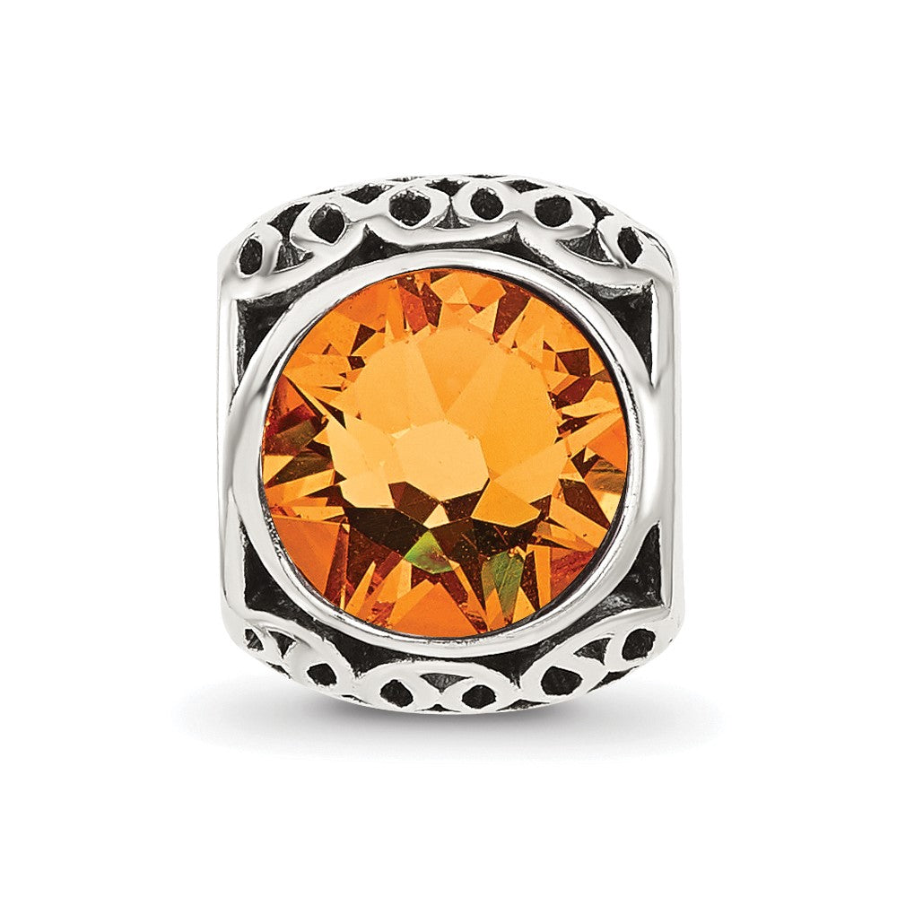 Sterling Silver Reflections Antiqued Orange Crystal Bead