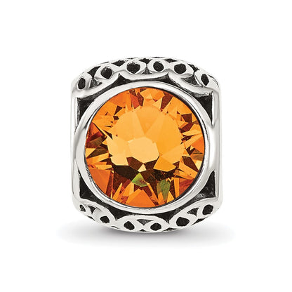 Sterling Silver Reflections Antiqued Orange Crystal Bead