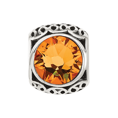 Sterling Silver Reflections Antiqued Orange Crystal Bead