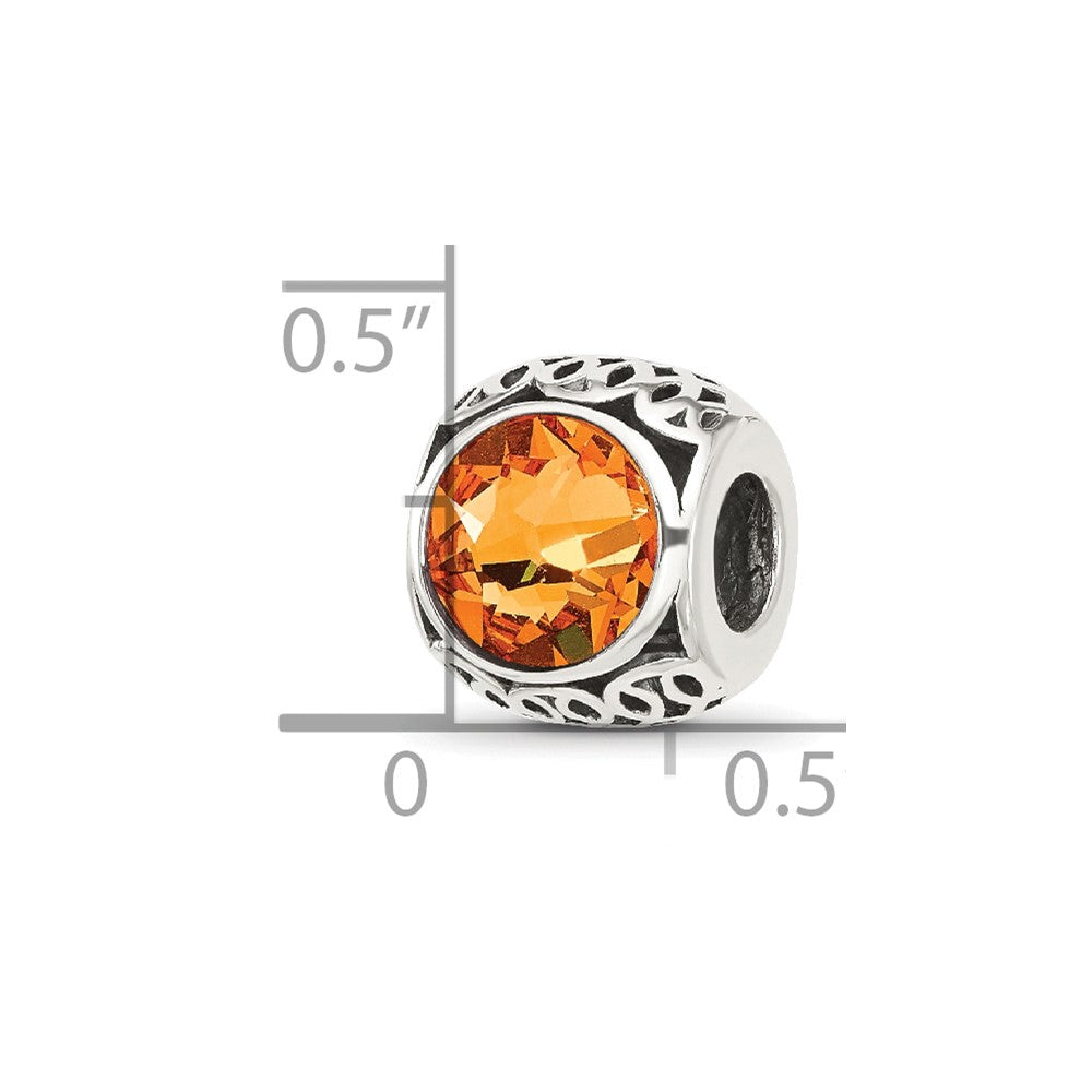 Sterling Silver Reflections Antiqued Orange Crystal Bead