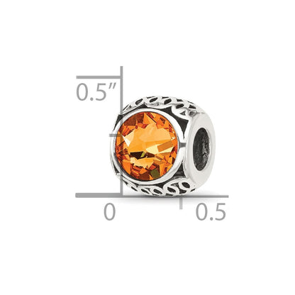 Sterling Silver Reflections Antiqued Orange Crystal Bead