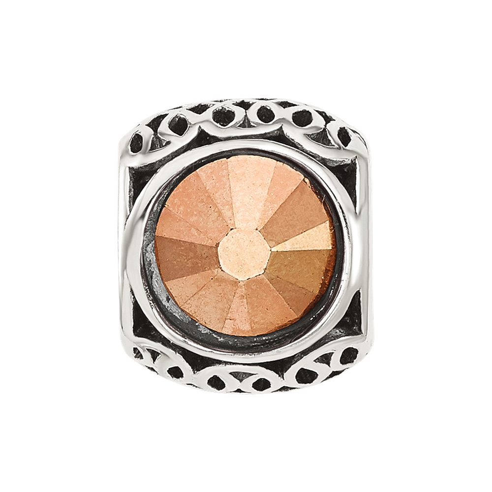 Sterling Silver Reflections Antiqued Brown Crystal Bead