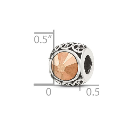 Sterling Silver Reflections Antiqued Brown Crystal Bead