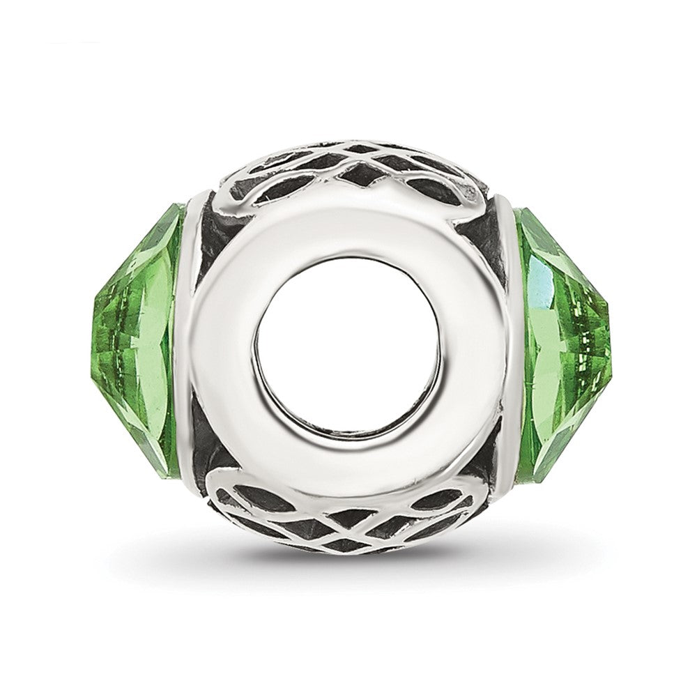Sterling Silver Reflections Antiqued Light Green Crystal Bead