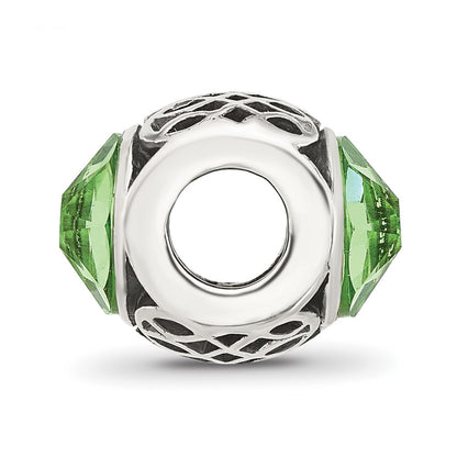 Sterling Silver Reflections Antiqued Light Green Crystal Bead