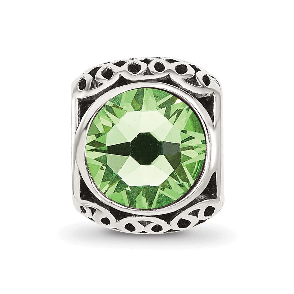 Sterling Silver Reflections Antiqued Light Green Crystal Bead
