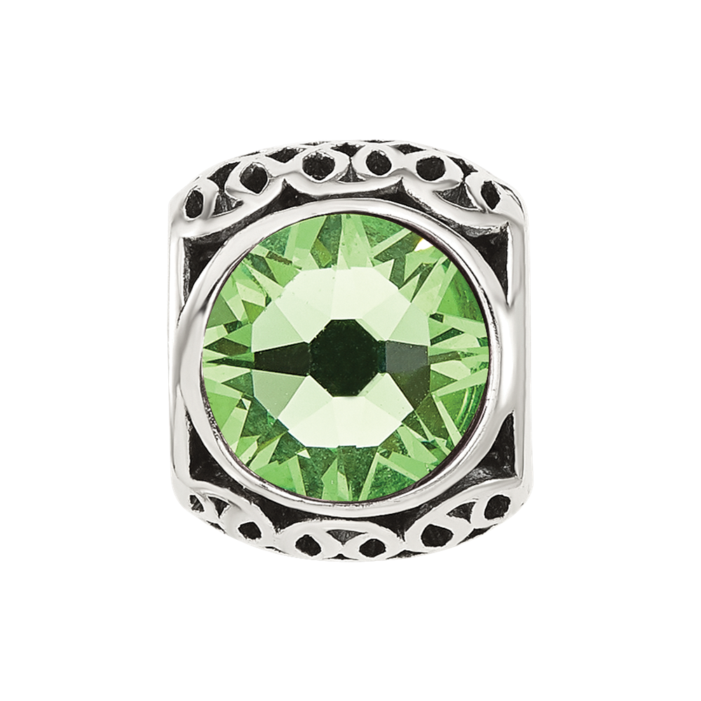Sterling Silver Reflections Antiqued Light Green Crystal Bead