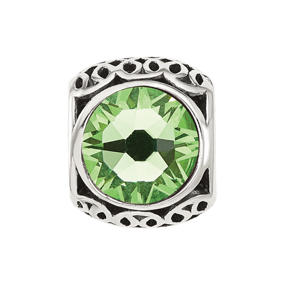 Sterling Silver Reflections Antiqued Light Green Crystal Bead