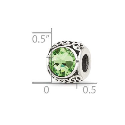 Sterling Silver Reflections Antiqued Light Green Crystal Bead