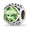 Sterling Silver Reflections Antiqued Light Green Crystal Bead