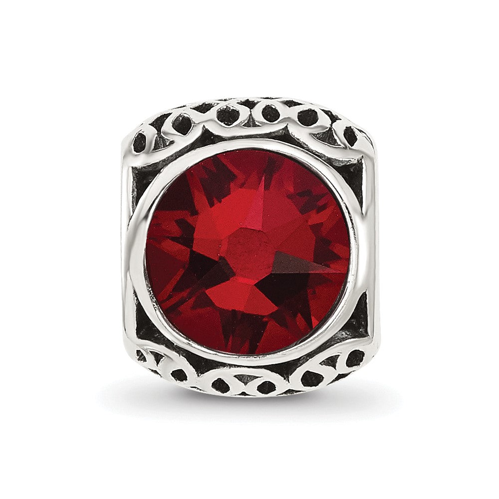 Sterling Silver Reflections Antiqued Dark Red Crystal Bead