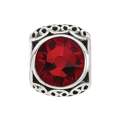 Sterling Silver Reflections Antiqued Dark Red Crystal Bead