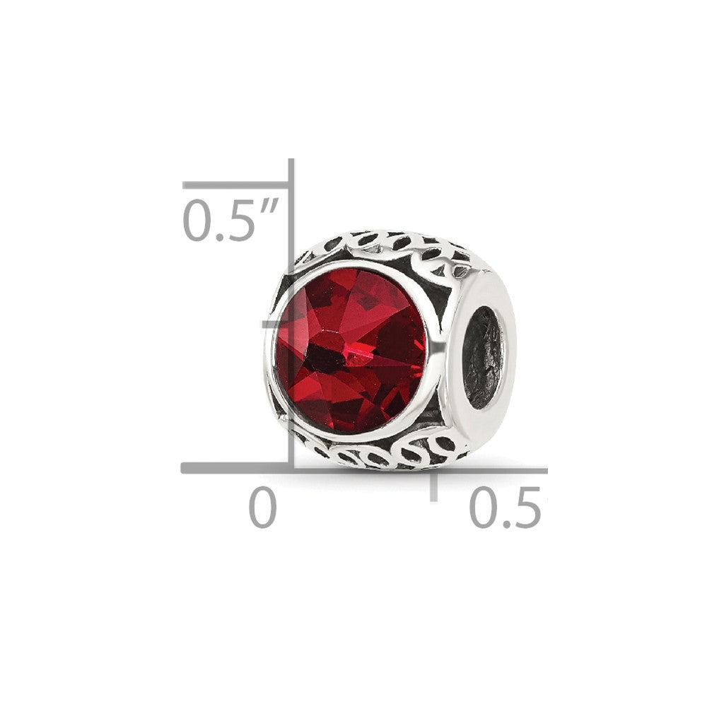 Sterling Silver Reflections Antiqued Dark Red Crystal Bead