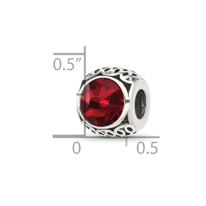 Sterling Silver Reflections Antiqued Dark Red Crystal Bead