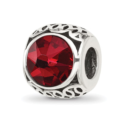 Sterling Silver Reflections Antiqued Dark Red Crystal Bead