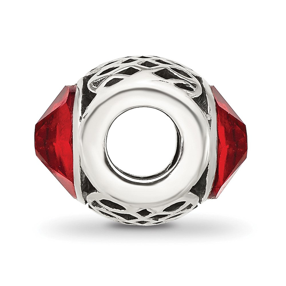 Sterling Silver Reflections Antiqued Light Red Crystal Bead