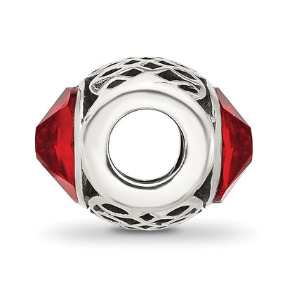 Sterling Silver Reflections Antiqued Light Red Crystal Bead