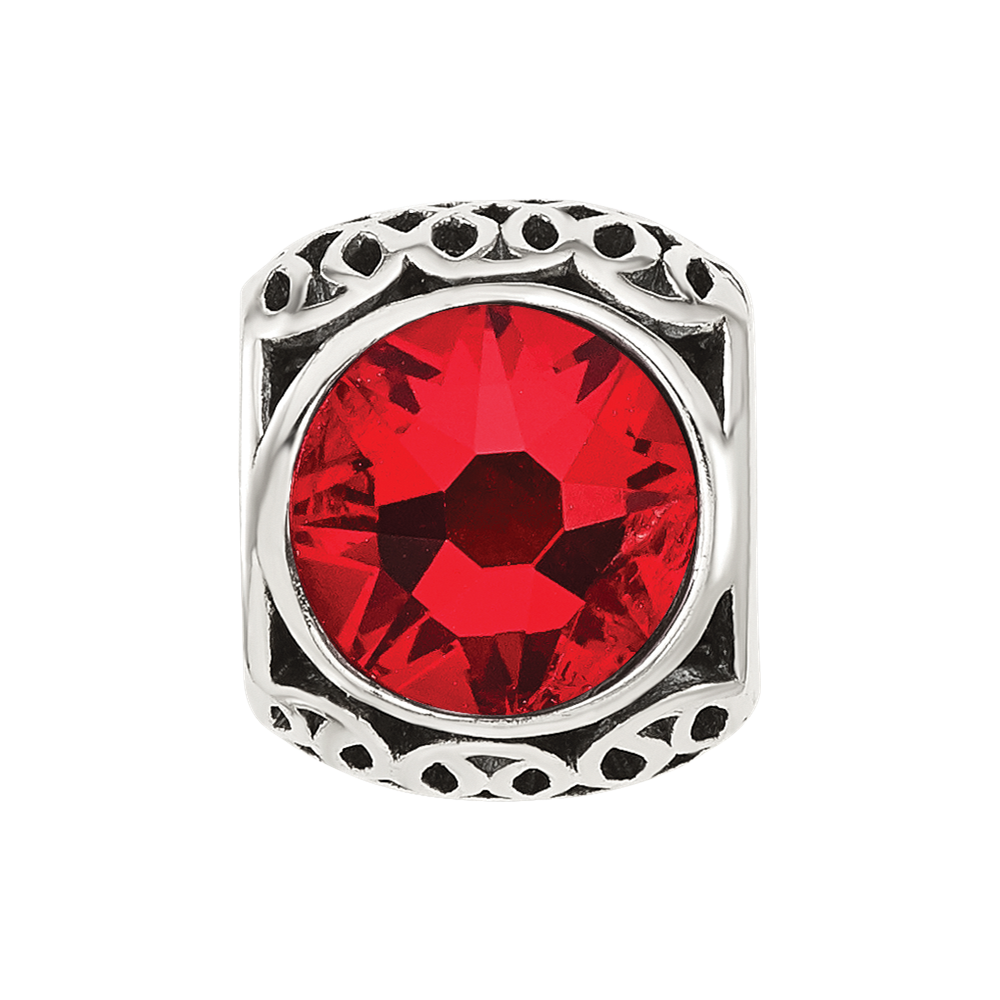 Sterling Silver Reflections Antiqued Light Red Crystal Bead