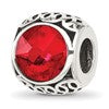 Sterling Silver Reflections Antiqued Light Red Crystal Bead