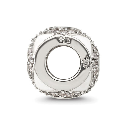 Sterling Silver Reflections White Enamel and CZ Fancy Bead