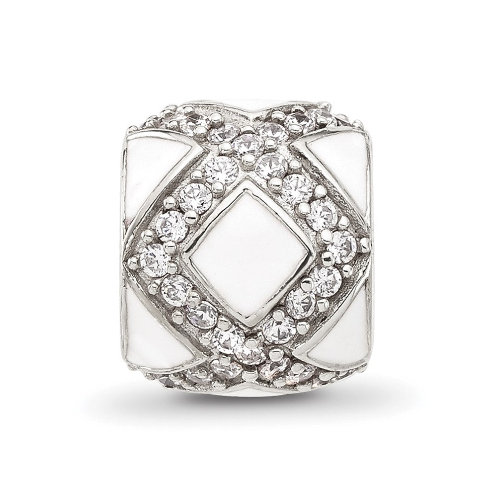 Sterling Silver Reflections White Enamel and CZ Fancy Bead