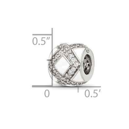 Sterling Silver Reflections White Enamel and CZ Fancy Bead