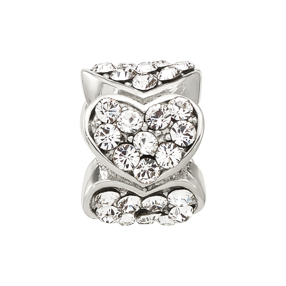 Sterling Silver Reflections Clear Crystal Hearts Bead