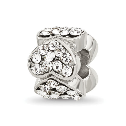 Sterling Silver Reflections Clear Crystal Hearts Bead